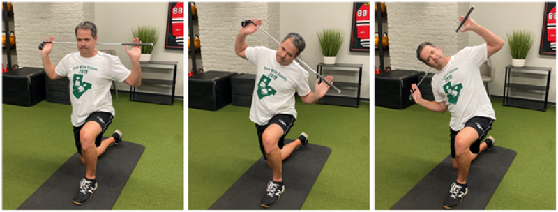 Half kneeling lateral flexion physical therapy golf exercise